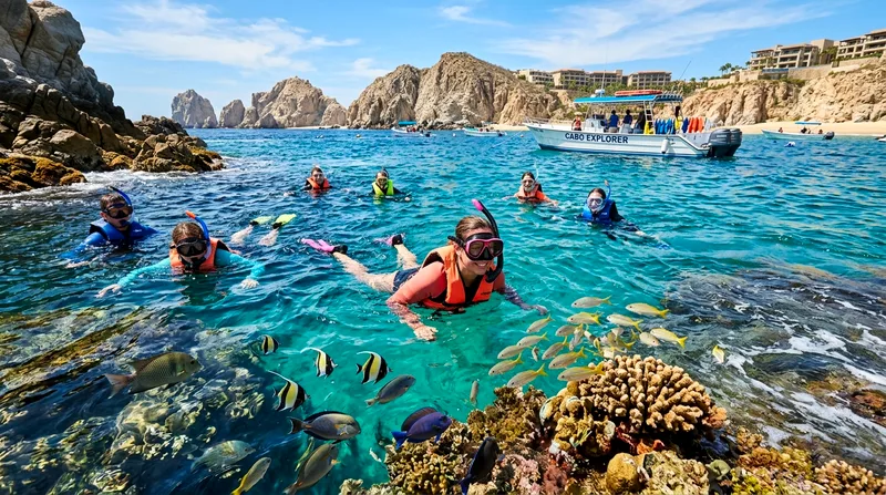 Snorkeling tour near Chileno Bay, a top pick among best Cabo San Lucas tours for first time visitors