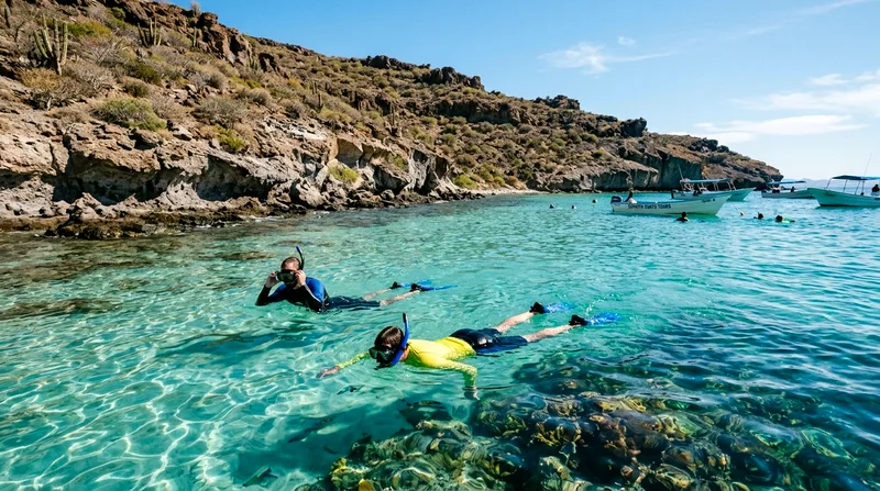 Snorkeling tour near Espiritu Santo Island on a day trip from Cabo San Lucas via La Paz